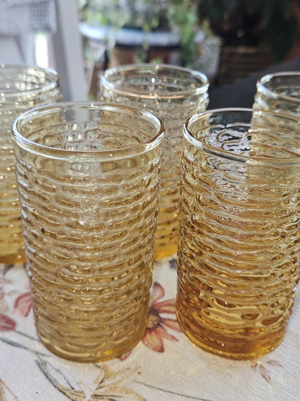 5 Vintage Anchor Hocking Soreno Gold Juice Glasses